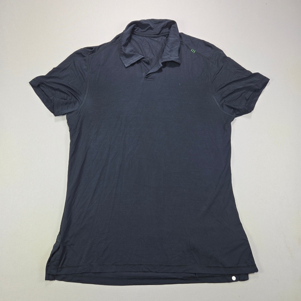 Lululemon Polo Shirt Technical Activewear Solid Black Mens Size L